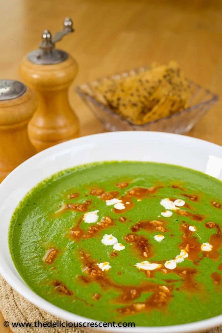 Creamy Spinach Mustard Greens Soup - The Delicious Crescent