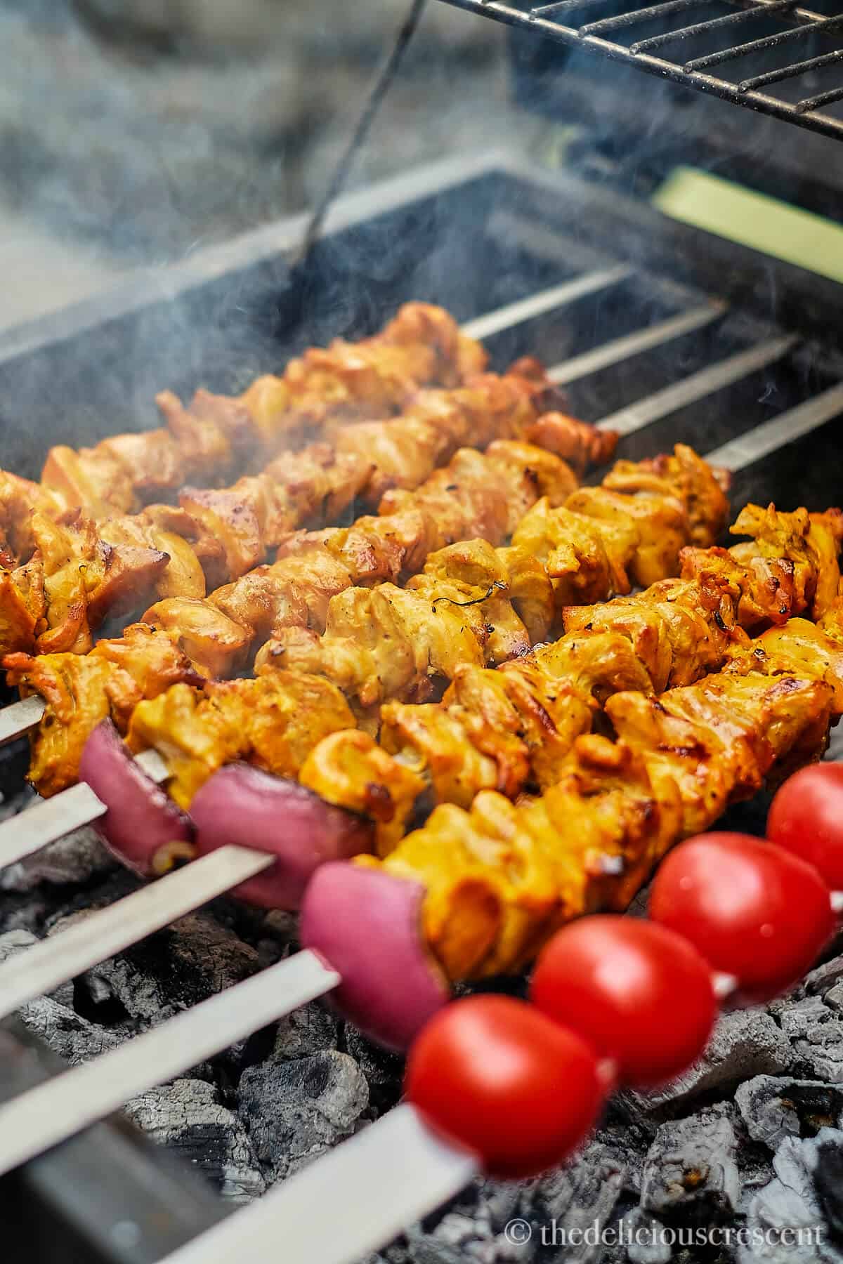 Grilled Chicken Kabobs (Joojeh) - The Delicious Crescent