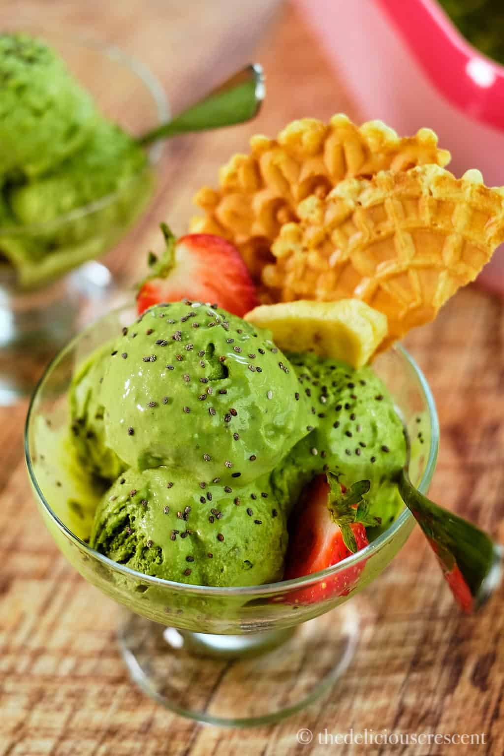 Green Tea Ice Cream With Chia - The Delicious Crescent
