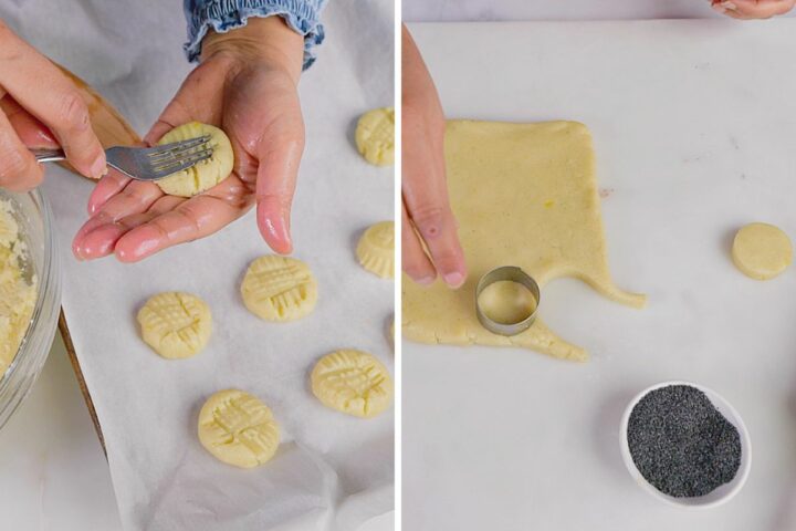 Shaping the cookies.